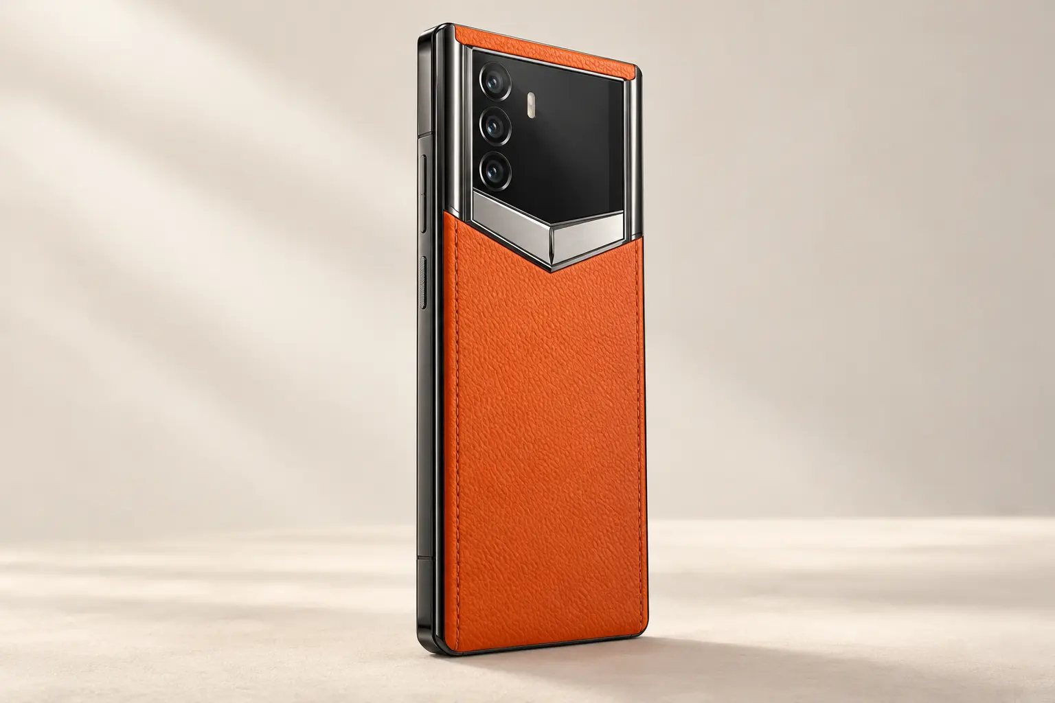AI illustration of VERTU Metavertu Max Calfskin Black Ceramic Frame Silver Plate