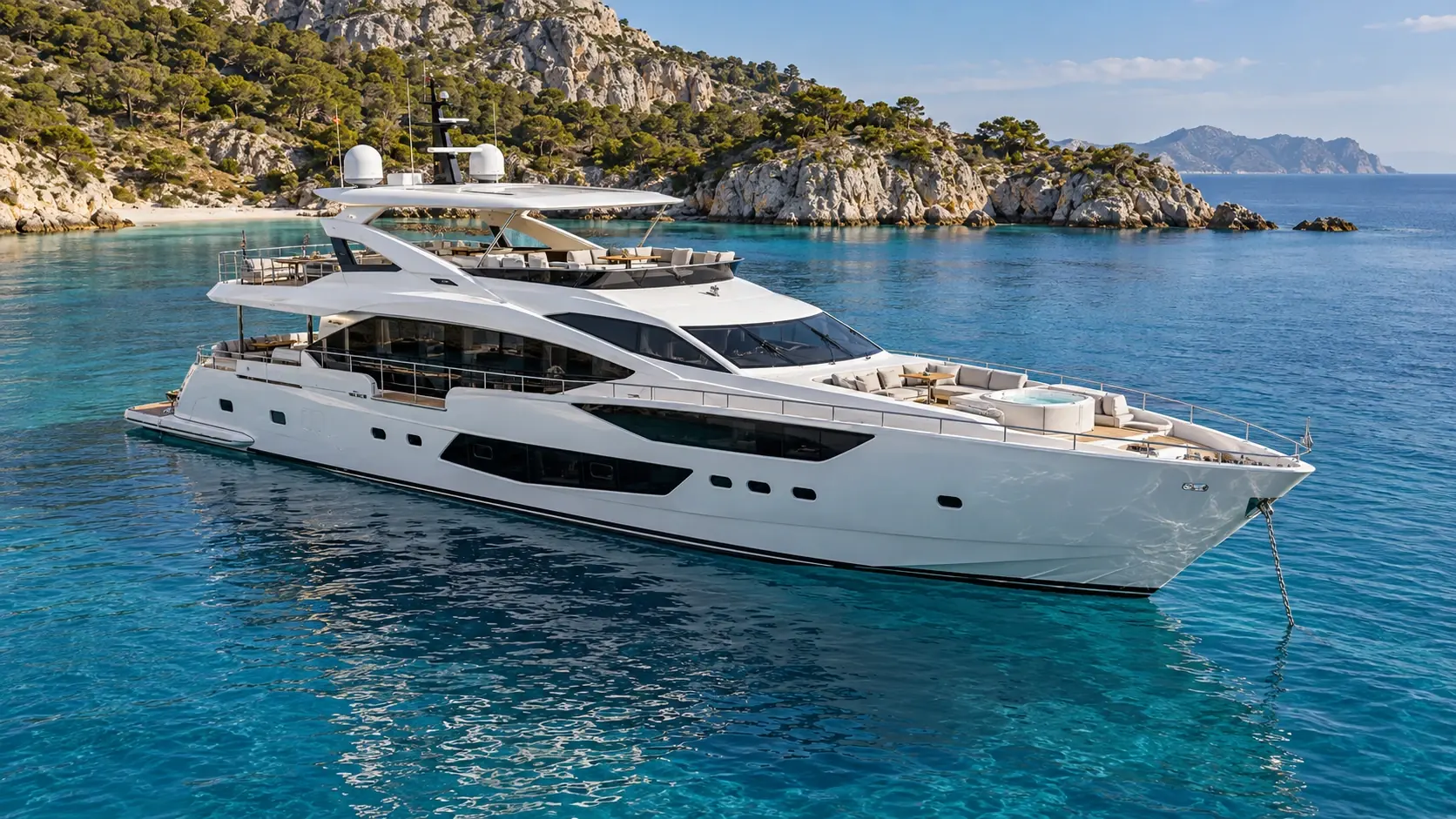 Sunseeker 116ヨットのAI生成による概念図