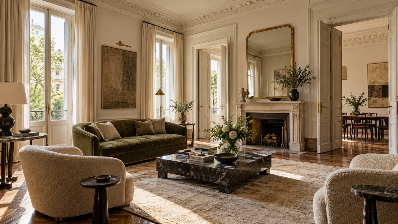 AI-generated illustration of an elegant Pinciano apartment sitting room