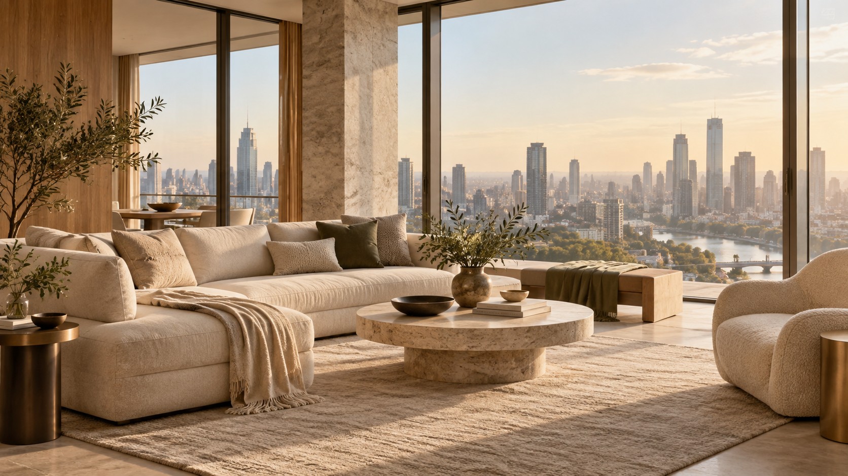 A fictional premium apartment with refined interiors. — AI-generated illustration