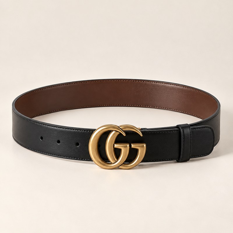 Gucci — Reversible leather belt with Double G buckle — KI-generierte Illustration