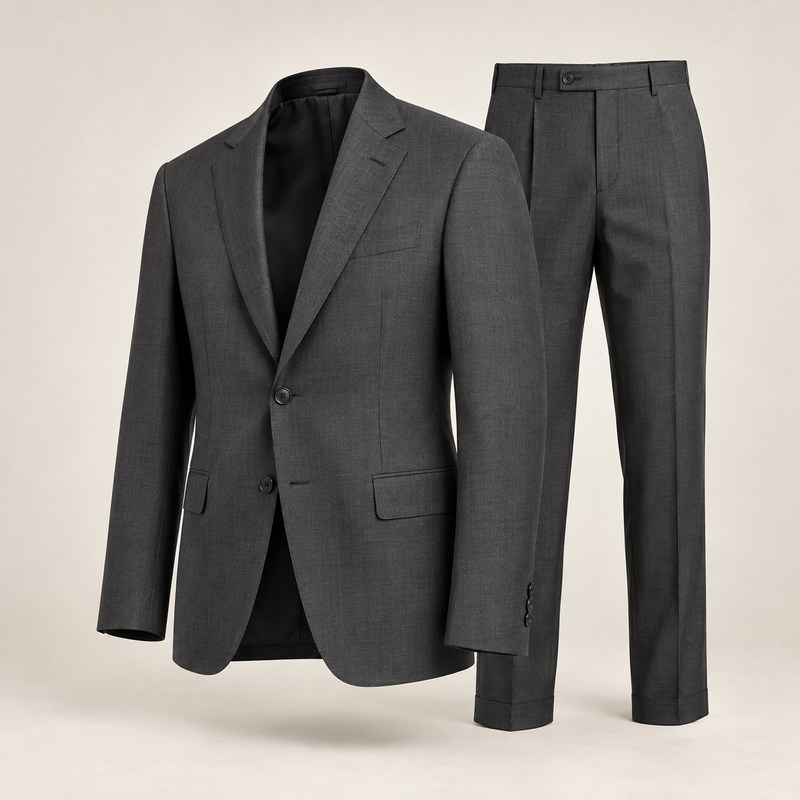 ZEGNA — Dark Grey Trofeo Wool Suit — AI-generated illustration