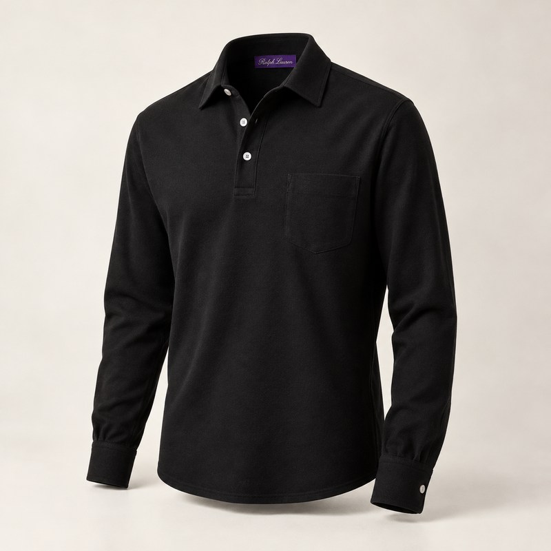 Ralph Lauren Purple Label — Cotton-Cashmere Piqué Polo Shirt — AI-generated illustration