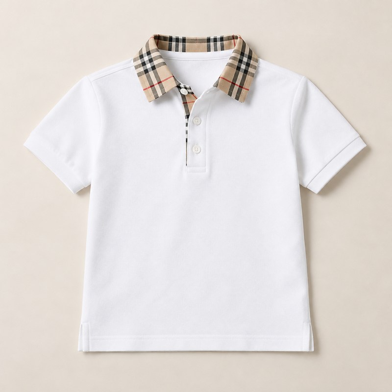 Burberry — Check Collar Cotton Polo Shirt — AI 生成的插图