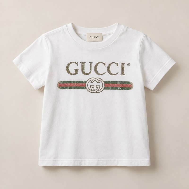 Gucci — Children's cotton T-shirt with Gucci logo — AI 生成的插图