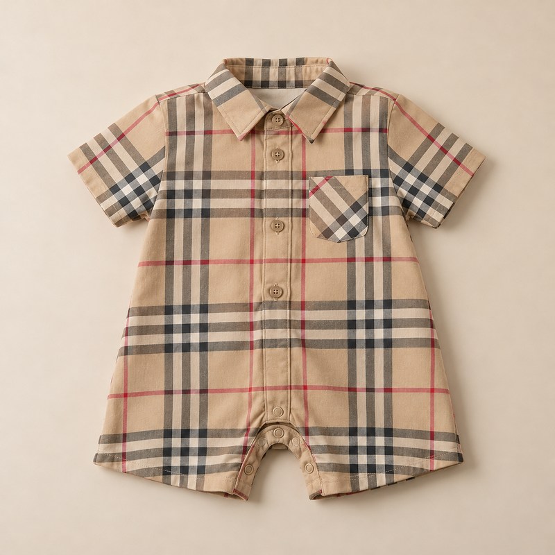 Burberry — Check Cotton Playsuit — KI-generierte Illustration