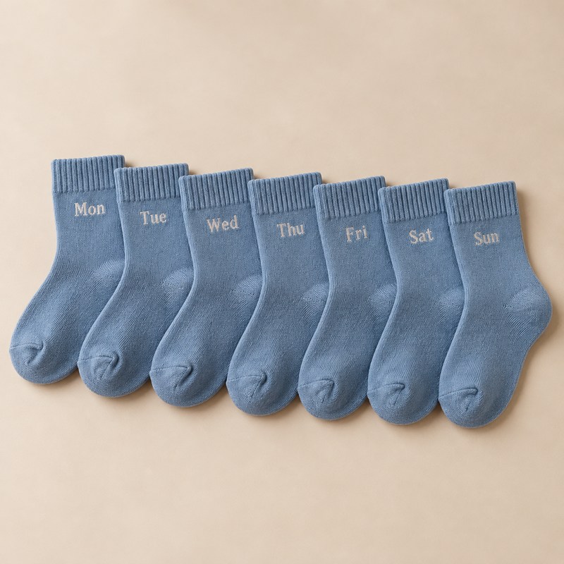 Bonpoint — Blue cotton weekly sock set — KI-generierte Illustration