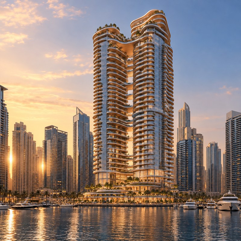 Six Senses — Six Senses Residences Dubai Marina — رسم توضيحي مولد بالذكاء الاصطناعي