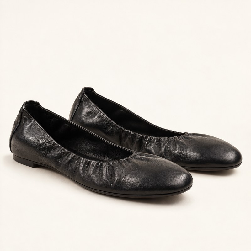 Girella Black Leather Ballerina Shoes — AI से निर्मित चित्र